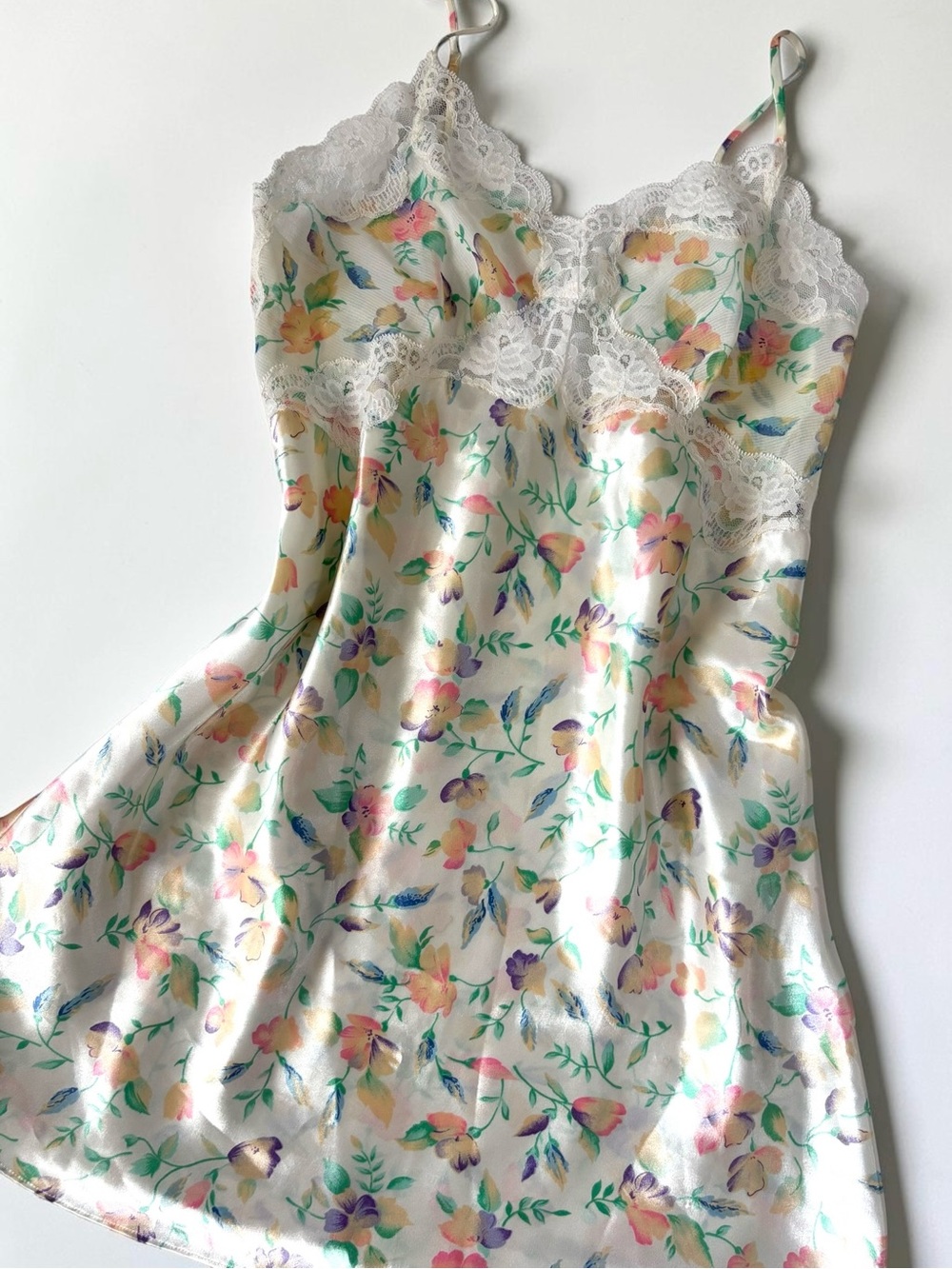 Vintage Victoria’s Secret Mini Slip Dress Ivory 90s Rare Floral Lace Gold Label